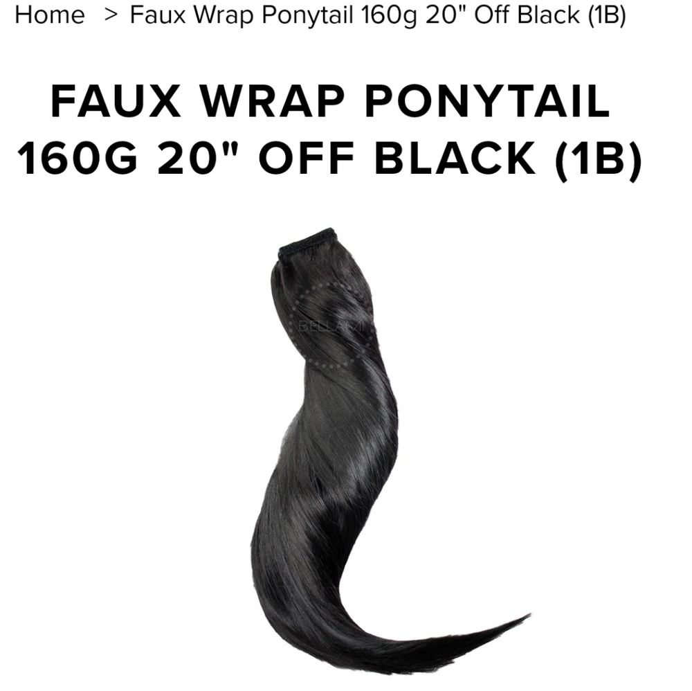 Bellami Faux Ponytail wrap 1B Off Black 20" NEW
